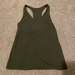 Olive green Fabletics Workout tank v neck with built in bra